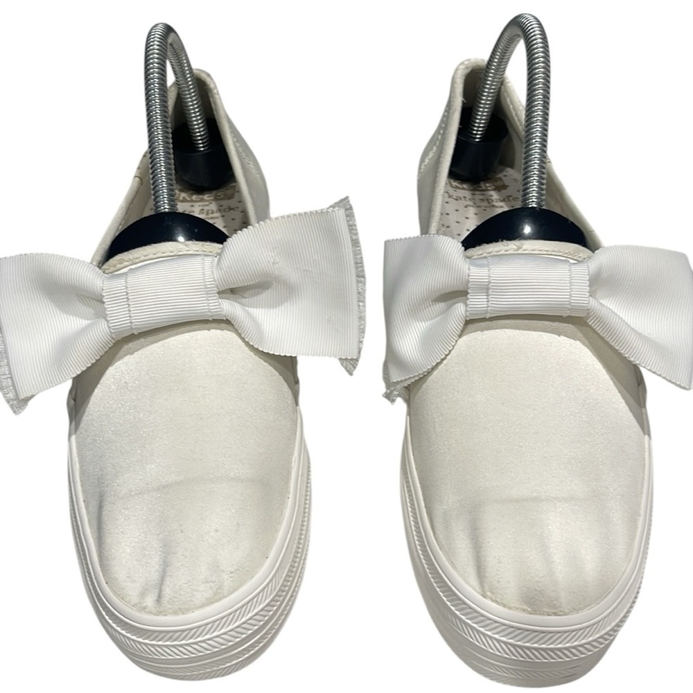 Keds for Kate Spade Triple Decker Bow Satin Platform Sneakers SZ 8.5 Cream White